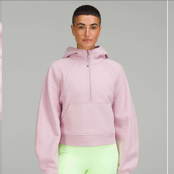 lululemon athletica Tops - Lululemon Scuba Oversized Half-Zip Hoodie Pink Peony M/L Light Cotton Terry